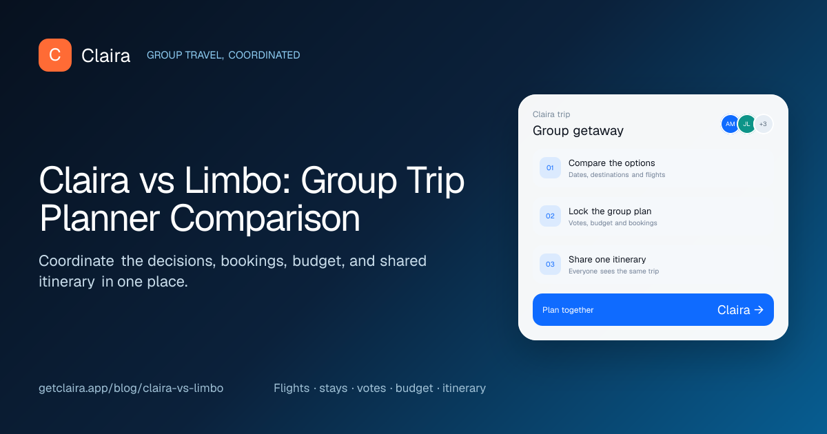 Claira vs Limbo: Which Group Trip Planner Is Better in 2026? Claira guide preview