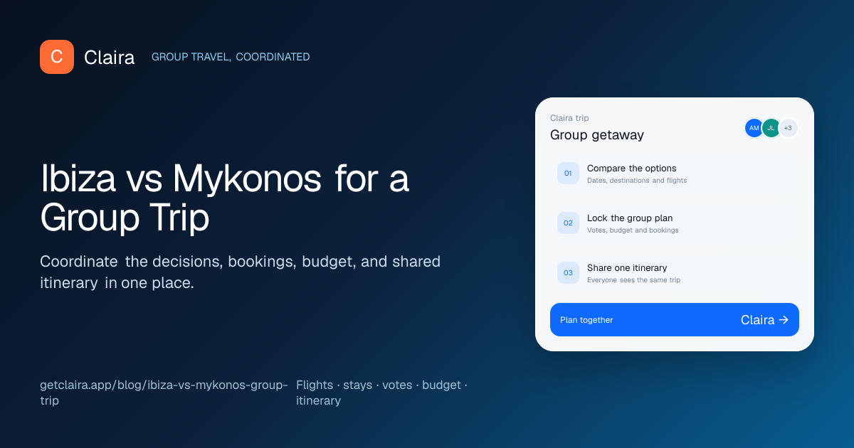 Ibiza vs Mykonos for a Group Trip: Which Island Fits Your Group? Claira guide preview